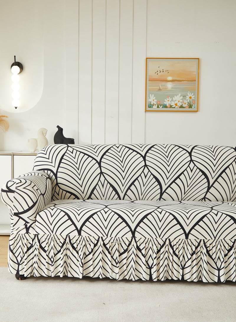 DUNISO غطاء أريكة، غطاء واقي مطاطي مزخرف للأريكة، غطاء أثاث مضاد للانزلاق، مقاوم للتلوث والتآكل، تصميم تنورة، مناسب لجميع الفصول، ثلاثة مقاعد، من 190 إلى 230 سنتيمتر - Image 2