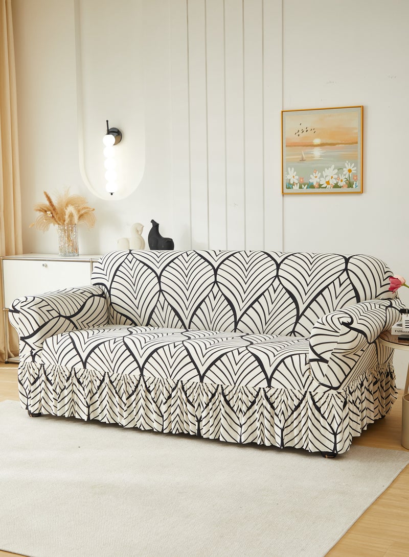 DUNISO غطاء أريكة، غطاء واقي مطاطي مزخرف للأريكة، غطاء أثاث مضاد للانزلاق، مقاوم للتلوث والتآكل، تصميم تنورة، مناسب لجميع الفصول، ثلاثة مقاعد، من 190 إلى 230 سنتيمتر - Image 3