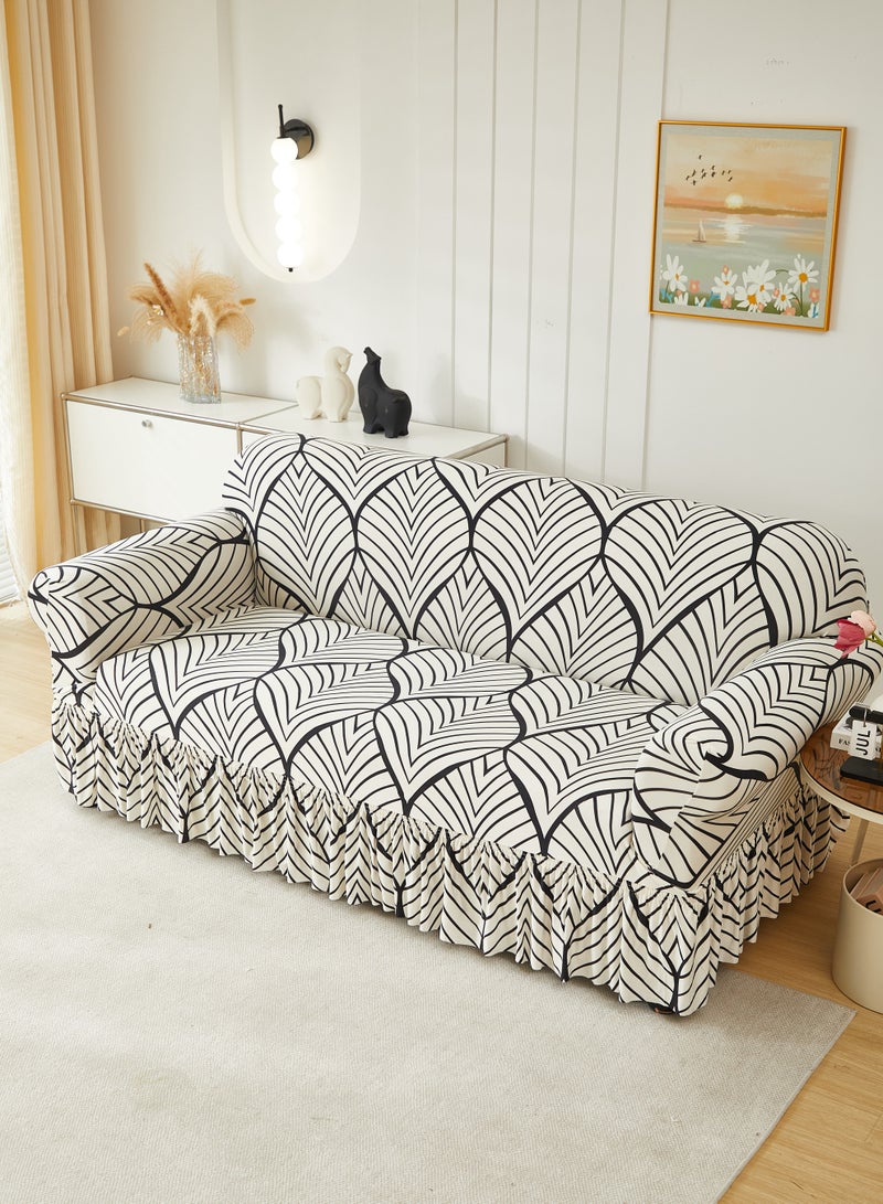 DUNISO غطاء أريكة، غطاء واقي مطاطي مزخرف للأريكة، غطاء أثاث مضاد للانزلاق، مقاوم للتلوث والتآكل، تصميم تنورة، مناسب لجميع الفصول، ثلاثة مقاعد، من 190 إلى 230 سنتيمتر - Image 4