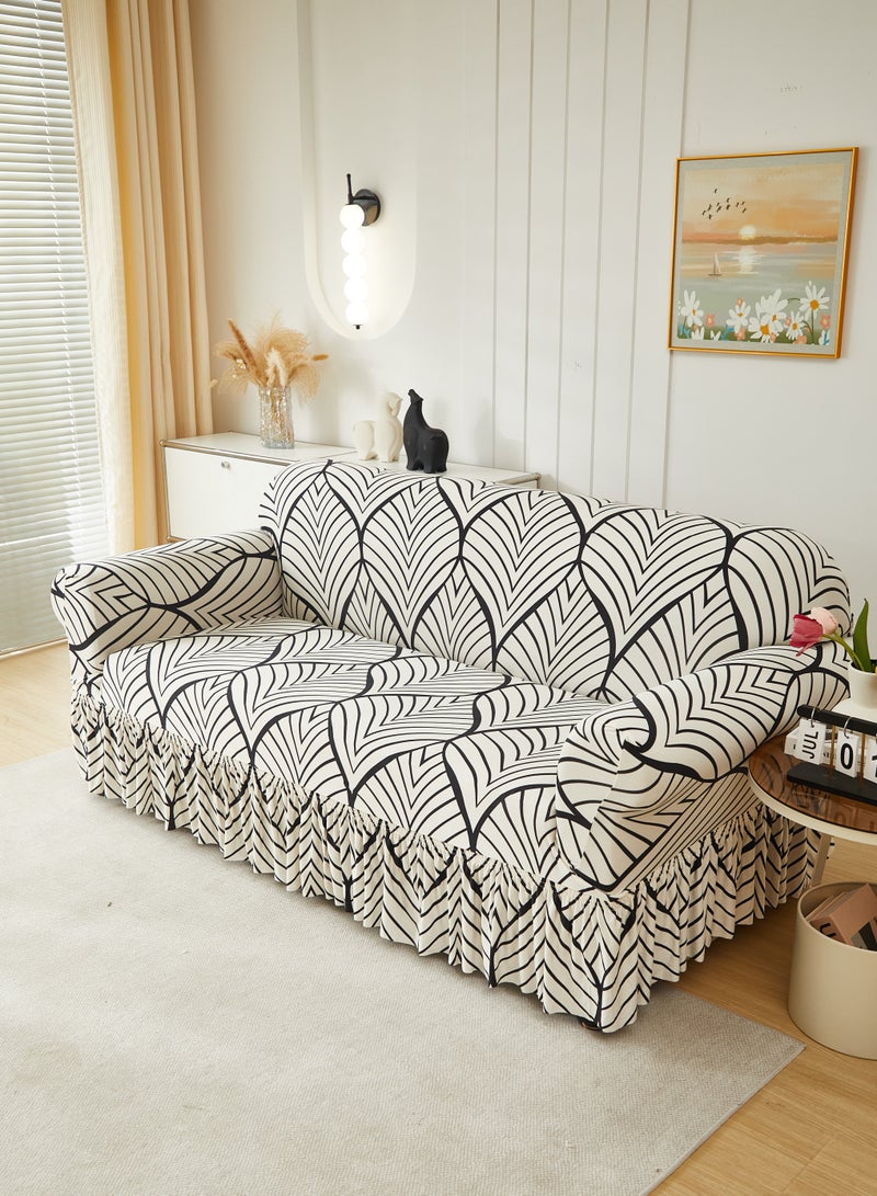 DUNISO غطاء أريكة، غطاء واقي مطاطي مزخرف للأريكة، غطاء أثاث مضاد للانزلاق، مقاوم للتلوث والتآكل، تصميم تنورة، مناسب لجميع الفصول، ثلاثة مقاعد، من 190 إلى 230 سنتيمتر - Image 5