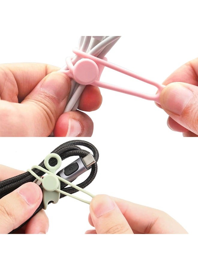 Loquat 20PCS Silicone Cable Ties, Reusable Cord Organizer Ties, Elastic Cable Straps Wire Organizer for Bundling Earphone, Phone Charger, Computer Cords in Home, Office, Kitchen, School - Image 3