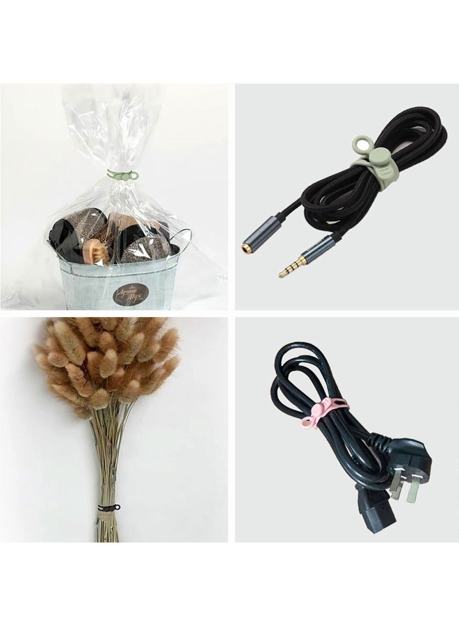 Loquat 20PCS Silicone Cable Ties, Reusable Cord Organizer Ties, Elastic Cable Straps Wire Organizer for Bundling Earphone, Phone Charger, Computer Cords in Home, Office, Kitchen, School - Image 4