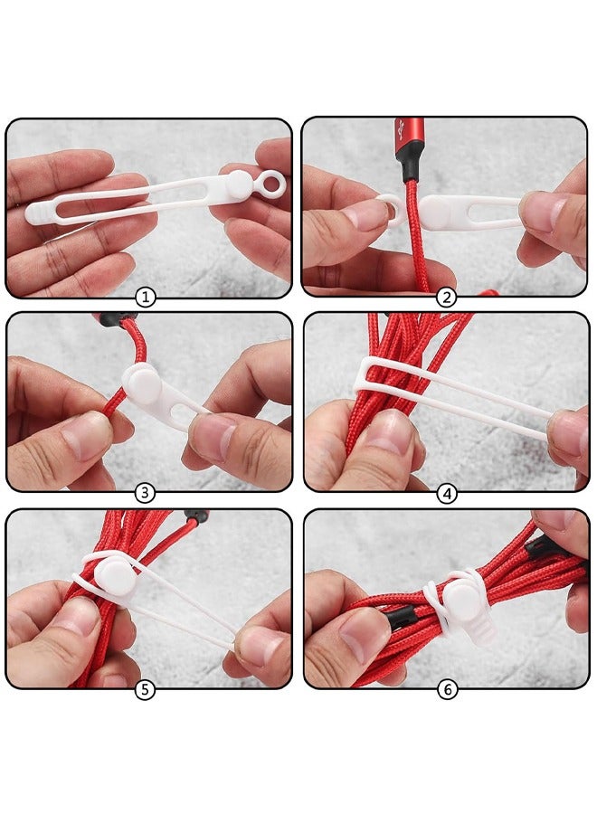 Loquat 20PCS Silicone Cable Ties, Reusable Cord Organizer Ties, Elastic Cable Straps Wire Organizer for Bundling Earphone, Phone Charger, Computer Cords in Home, Office, Kitchen, School - Image 5