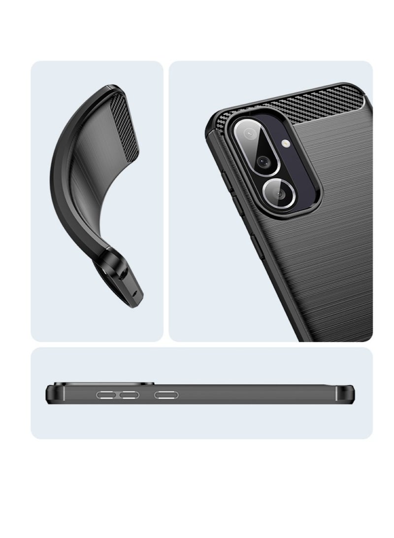 Samsung Galaxy M56 5G Case Cover – Rugged Shield Design, Brushed Carbon Fiber Texture, Shockproof TPU, Anti-Slip, Slim and Lightweight Protection in Black  - Image 2