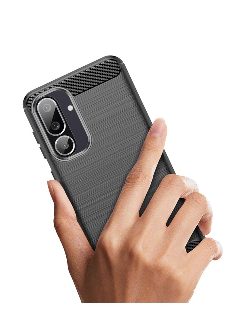 Samsung Galaxy M56 5G Case Cover – Rugged Shield Design, Brushed Carbon Fiber Texture, Shockproof TPU, Anti-Slip, Slim and Lightweight Protection in Black  - Image 3
