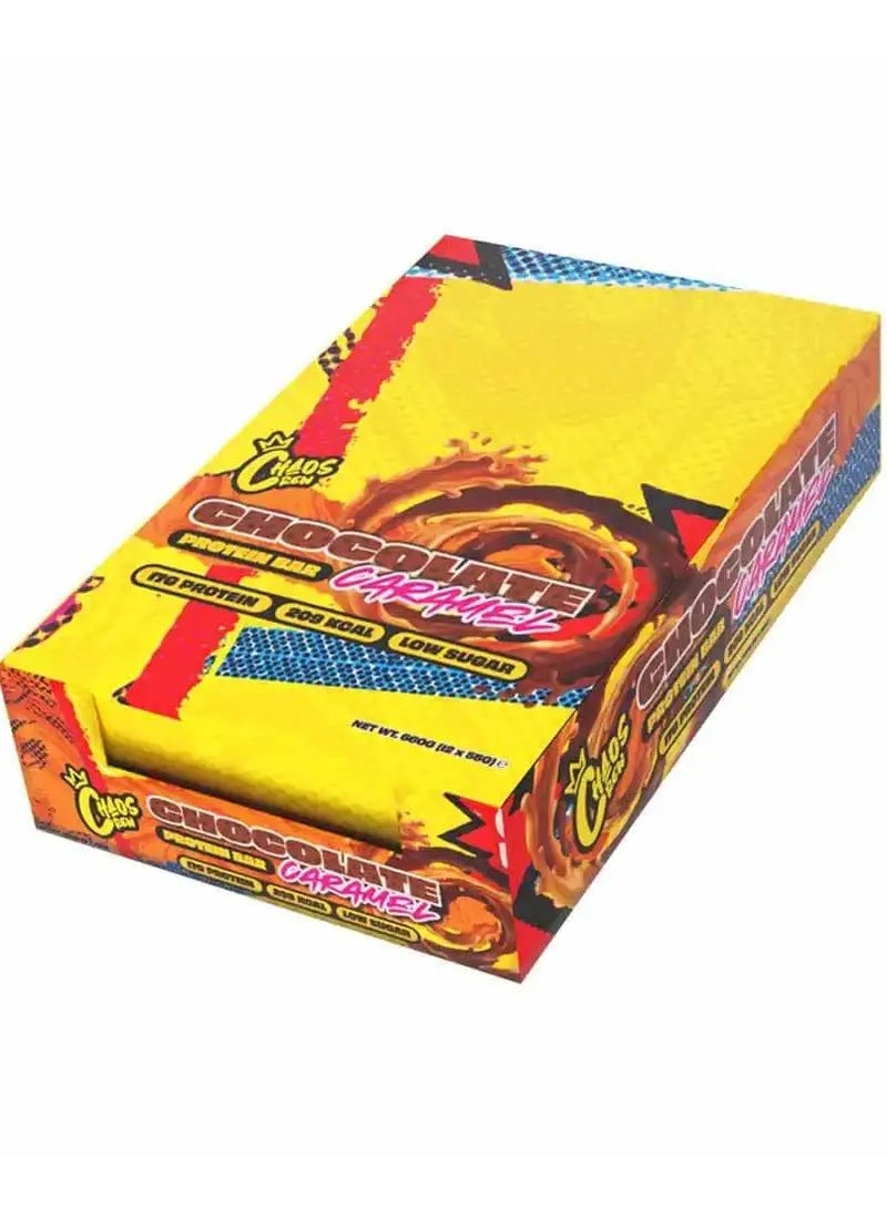 CHAOS CREW, PROTEIN BAR, CHOCOLATE CARAMEL,55G PACK OF 12 - Image 1