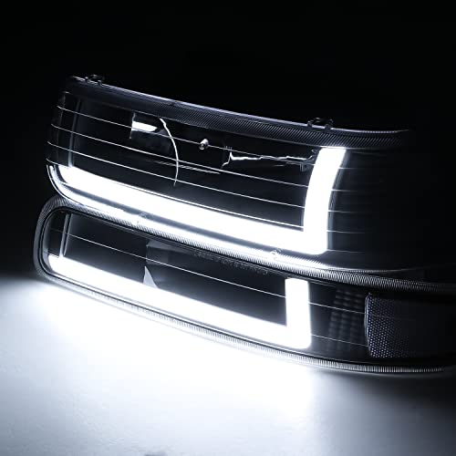 M-AUTO LED DRL Strip Headlights+2 Bumper Lamps Compatible with 99-02 Chevy Silverado 1500HD 2500HD 3500HD, 00-06 Chevy Suburban 1500 2500 Tahoe, Driver and Passenger Side - Image 5