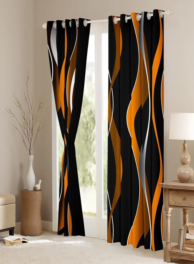 Feelyou Ombre Striped 30%-50% Blackout Curtain Boys Orange Black Geometric Stripes Window Curtains Kids Pastel Gradient Stripes Darkening Drapes Swirl Lines Window Treatments, 2 Panels, 42 x 63 Inch - Image 3