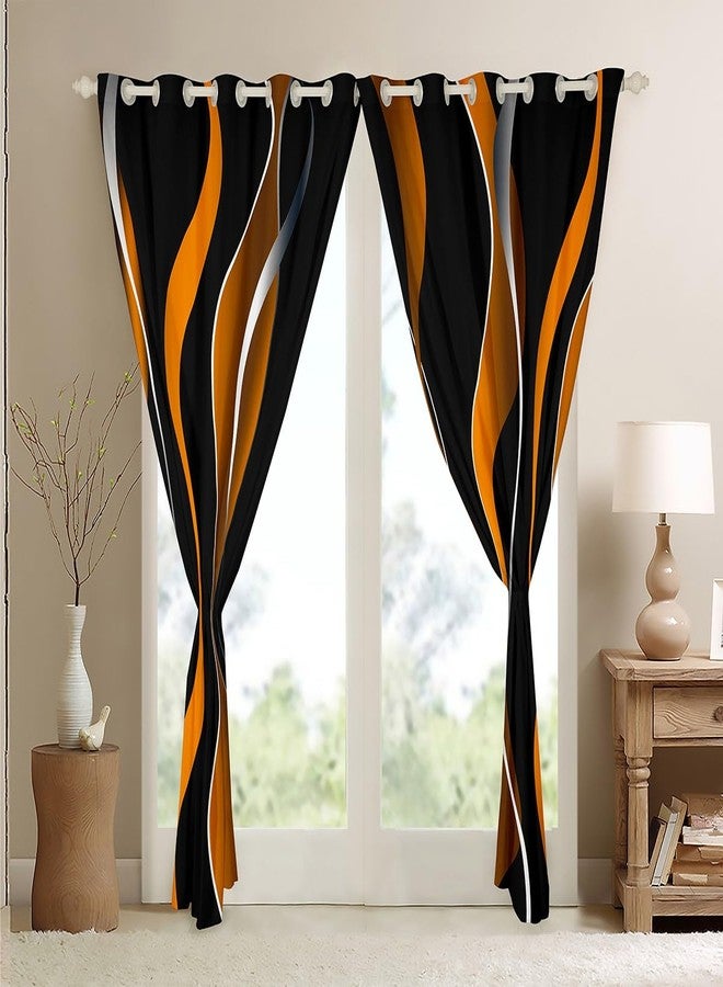 Feelyou Ombre Striped 30%-50% Blackout Curtain Boys Orange Black Geometric Stripes Window Curtains Kids Pastel Gradient Stripes Darkening Drapes Swirl Lines Window Treatments, 2 Panels, 42 x 63 Inch - Image 4
