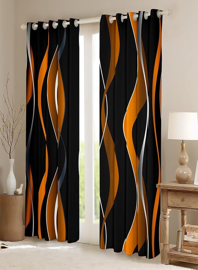 Feelyou Ombre Striped 30%-50% Blackout Curtain Boys Orange Black Geometric Stripes Window Curtains Kids Pastel Gradient Stripes Darkening Drapes Swirl Lines Window Treatments, 2 Panels, 42 x 63 Inch - Image 2
