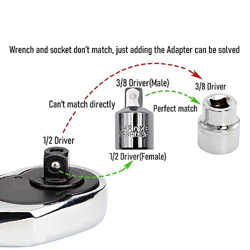 FOCMKEAS Socket Adapter 1/2" Drive (F) to 3/8"(M), CR-V, Female to Male - Image 5