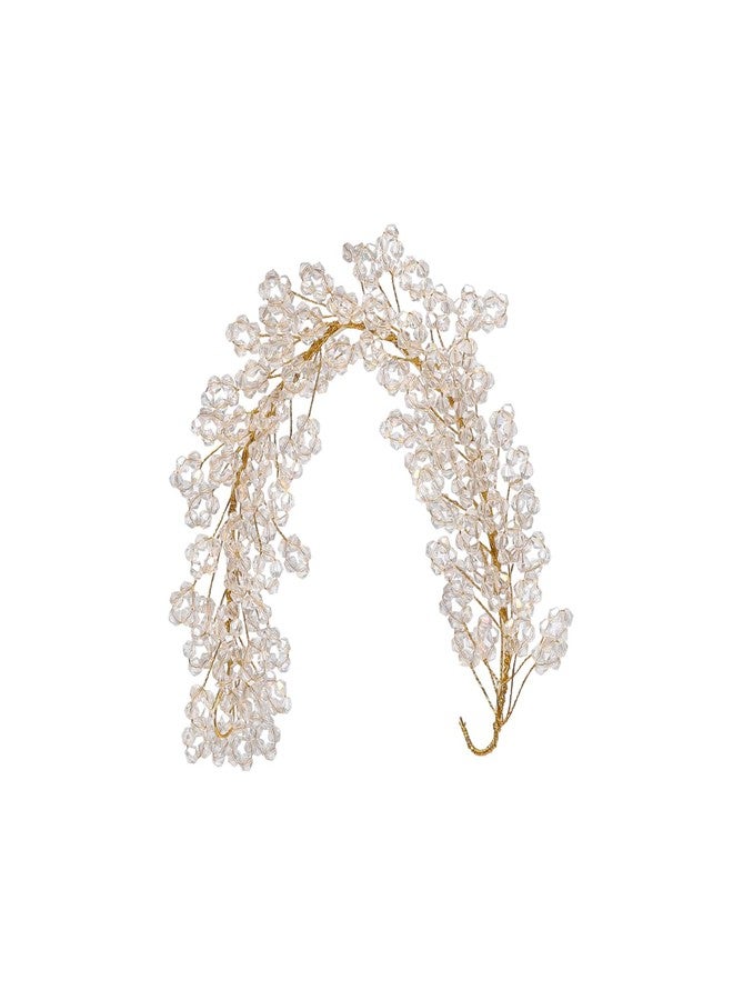 Accessher Women Gold Plated Beaded Western White Floral Hair Accessories Tiara Comb Indo with Pearls For Women and Girls - Image 1