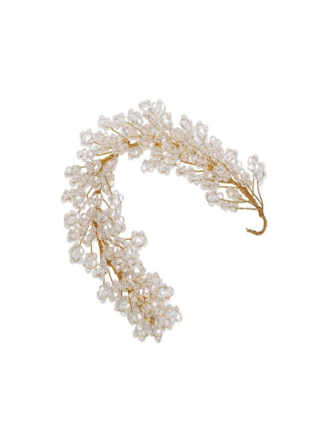 Accessher Women Gold Plated Beaded Western White Floral Hair Accessories Tiara Comb Indo with Pearls For Women and Girls - Image 3