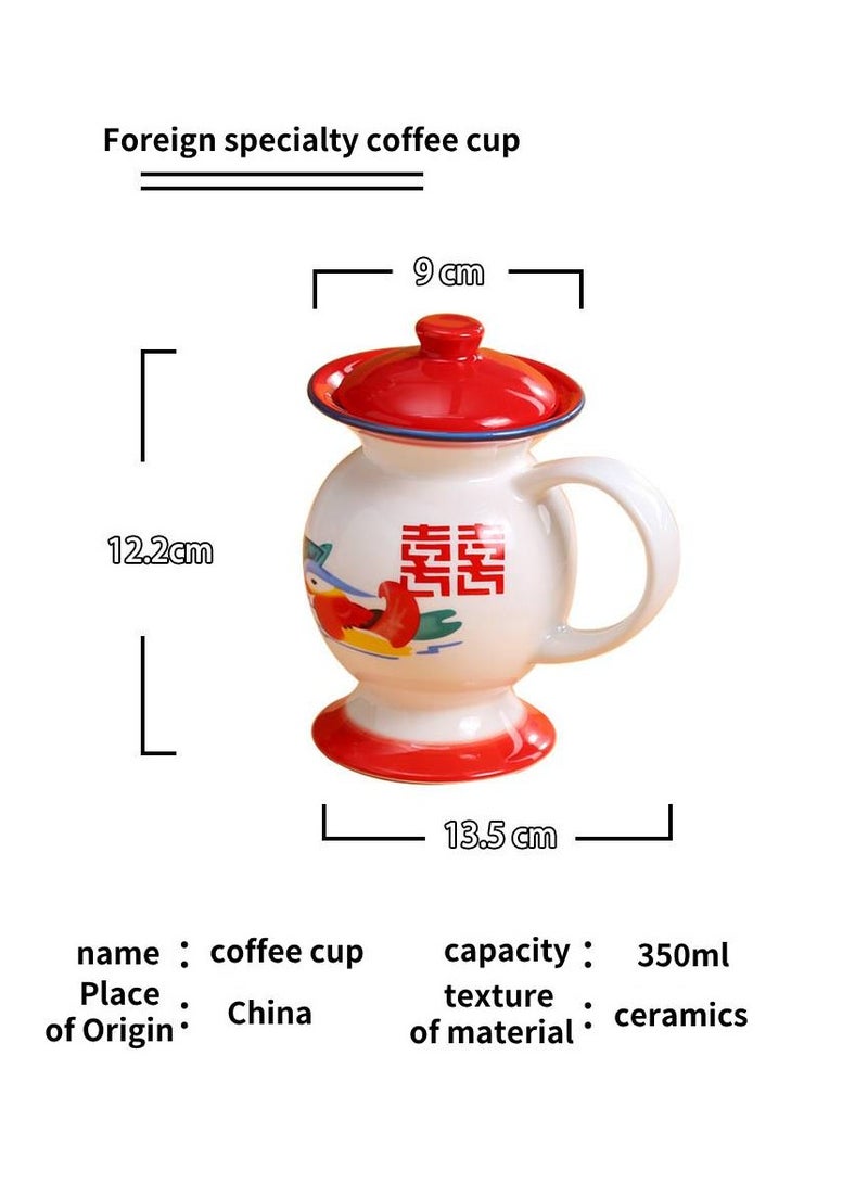 الإبداعية السيراميك كأس القهوة هدية مربع ، 350ml ، والصين الرياح - Image 1