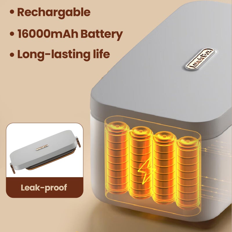 xeamun Cordless Electric Lunch Box for Men Adults,Portable & Self-Heating Food Warmer,1L SS Container,Perfect for Travel/Office/Car/Construction Site,5-Speed Smart Timer - Image 3