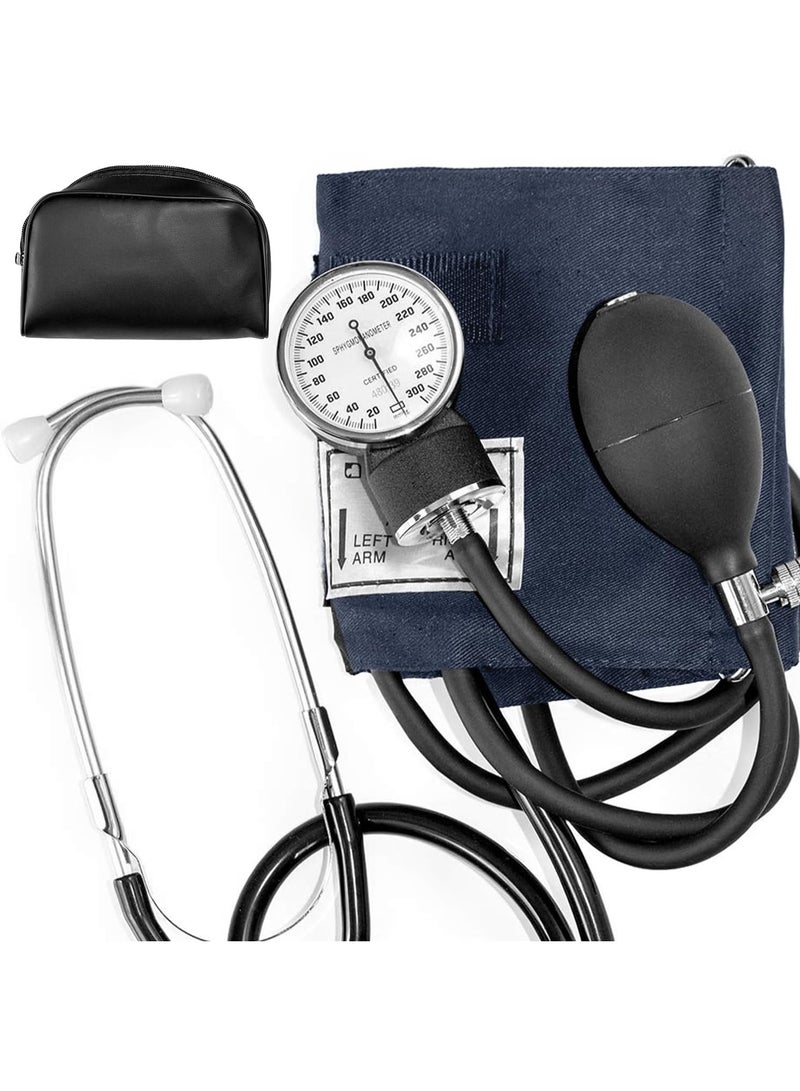 Professional Manual Blood Pressure Monitor Set - Upper Arm Sphygmomanometer with Stethoscope - High Precision Medical Grade Kit - Image 1