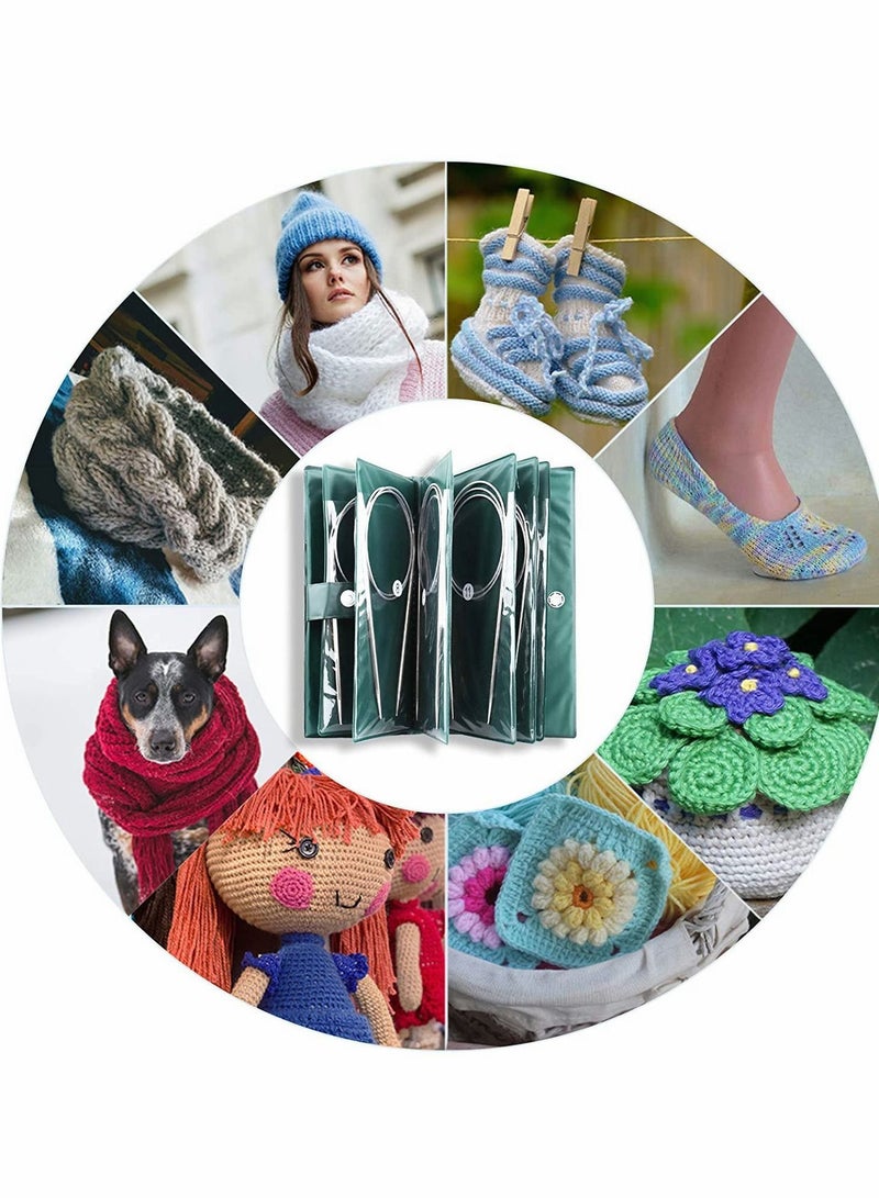 Y&D Circular Knitting Needles Set, 43cm Stainless Steel Size 1.5/1.75/2.0/2.25/2.5/3/3.5/4/4.5/4.7/5 mm for Any Weave DIY Lover or Beginner - Image 5