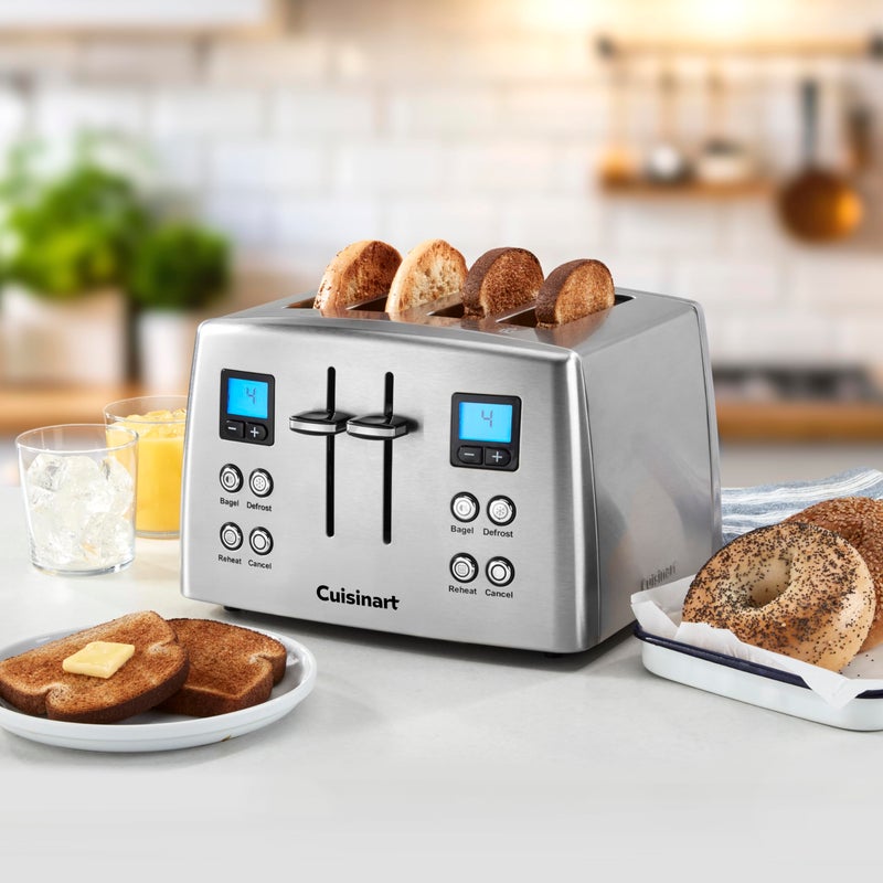 Cuisinart 4 Slice Countdown Motorized Toaster, Compact Bread Toaster with Extra-Wide Slots for Toasting Bread, French Toast, Bagels and Pastries, Defrost & Reheat Functions, CPT-435P1, Stainless Steel - Image 2