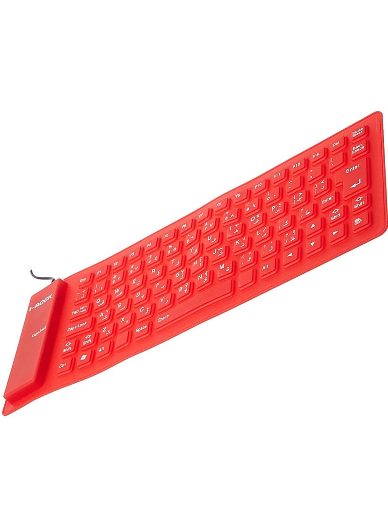 Raxoom - ‎USB 2.0 Silicon Flexible USB Keyboard (85-Keys) Silicone Rubber Waterproof Flexible & Foldable Wired USB Keyboard (For Laptop/PC/MacBook/iMac/ChromeBook) Flexible Foldable Wired (red) - Image 1