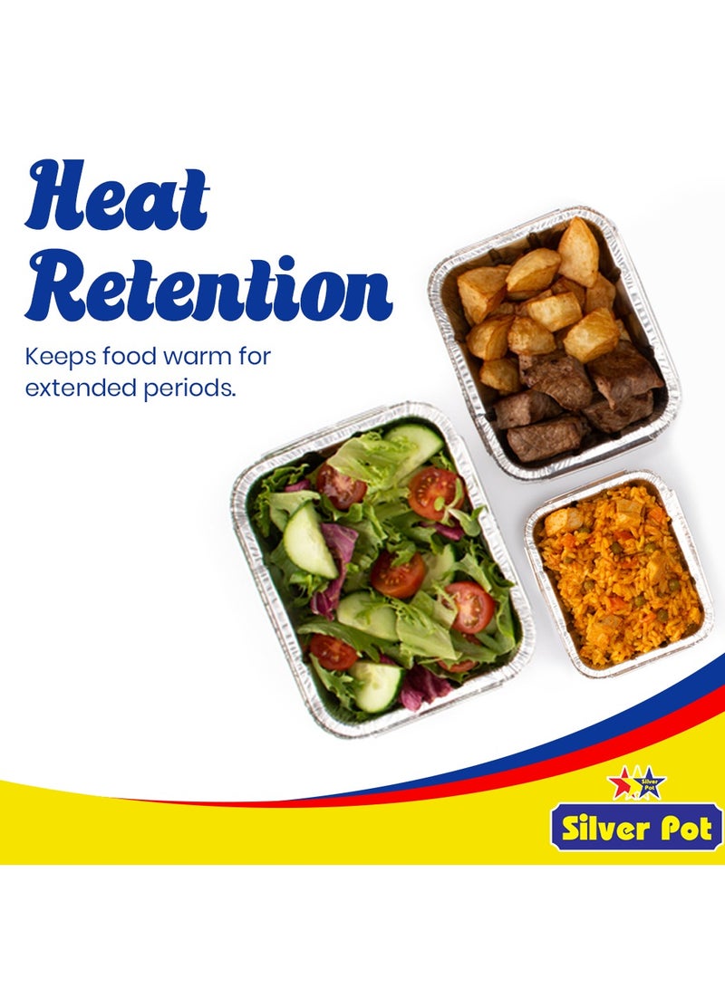 Silver Pot Disposable Aluminum Food Storage Containers – 30-Piece Set (10 x 420ml, 10 x 750ml, 10 x 1200ml) Containers with Lids – BPA-Free, Microwave and Freezer Safe - Image 3