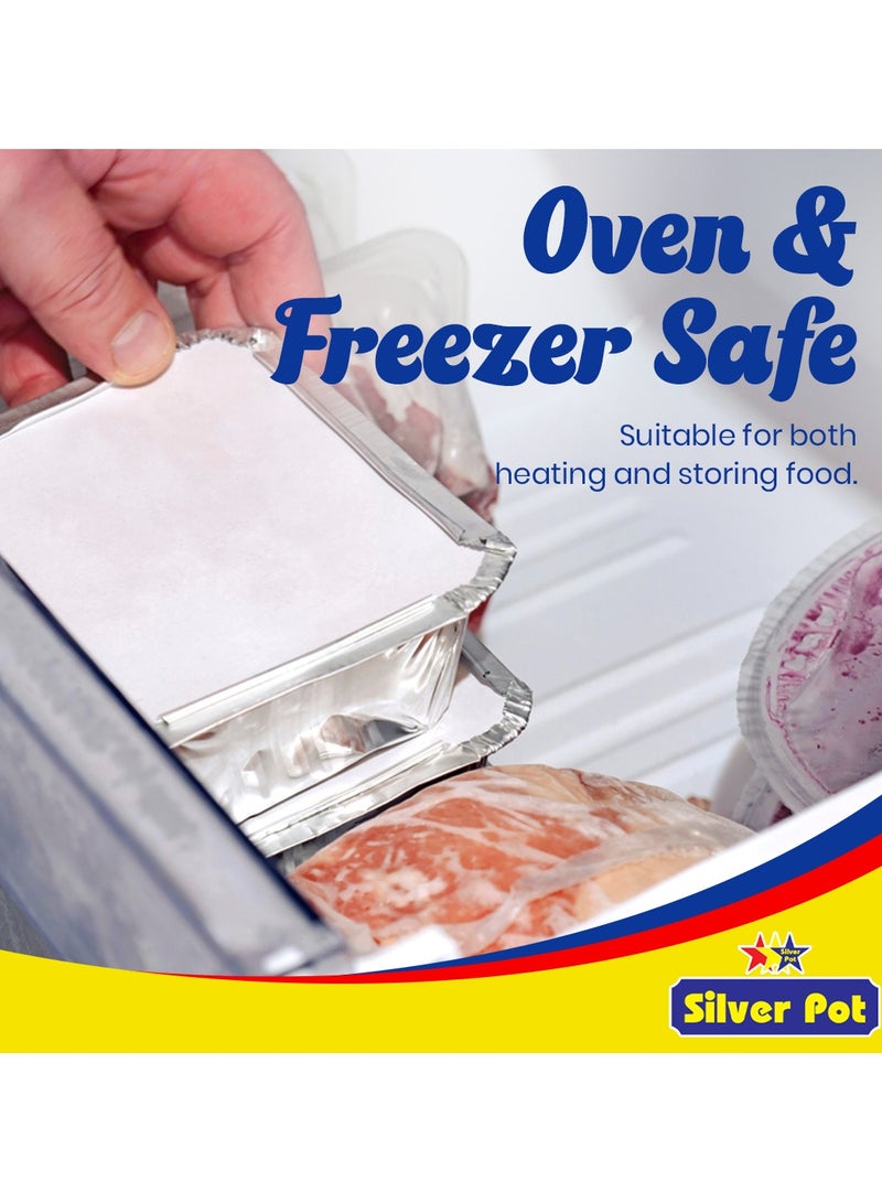 Silver Pot Disposable Aluminum Food Storage Containers – 30-Piece Set (10 x 420ml, 10 x 750ml, 10 x 1200ml) Containers with Lids – BPA-Free, Microwave and Freezer Safe - Image 5