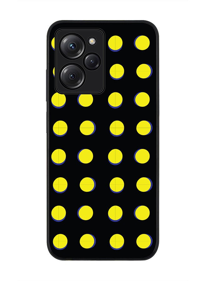 Rugged Black edge case for Poco X5 Pro Slim fit Soft Case Flexible Rubber Edges Anti Drop TPU Gel Thin Cover - Yellow Dots