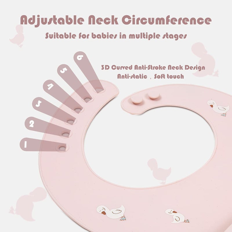 Little Dimsum Baby Bibs 2Pcs Silicone Baby Feeding Bibs Easily Adjustable and Wipe Clean Soft Waterproof Weaning Bibs Perfect Food Crumb Catcher for Babies & Toddlers (Duck&Sheep - Image 2