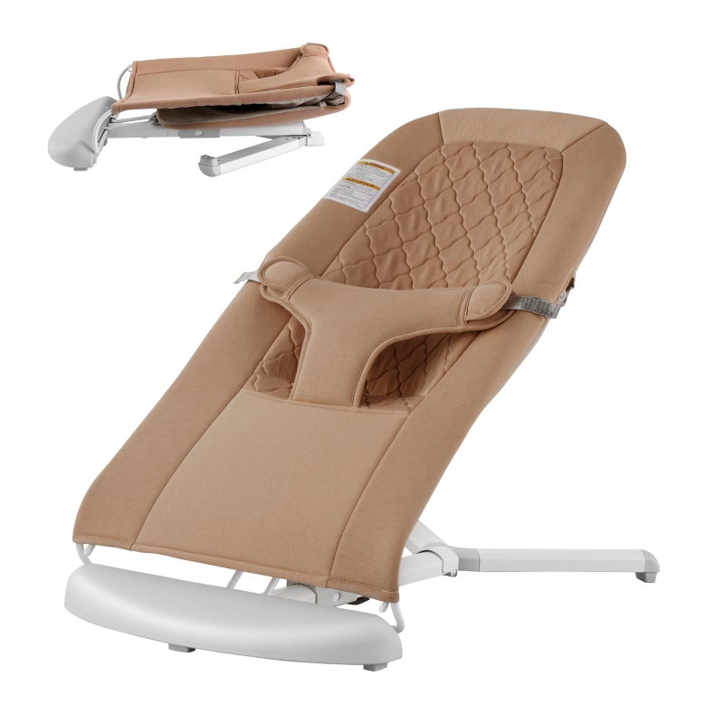 VEVOR VEVOR Baby Bouncer Folding Bouncer Seat for Babies 09 Months Newborn Bouncer Chair with 2 Reclining Angles 3Point Harness Portable Infant Rocker with Carrying Bag for Indoors Outdoors Camel 