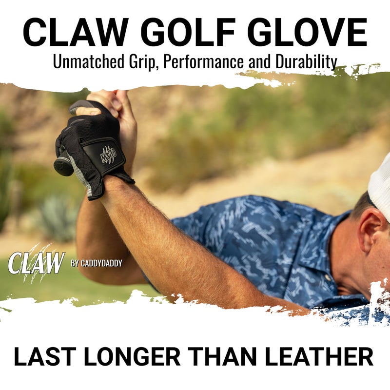 Caddydaddy Claw Golf Gloves For Men | Flex-Mesh Design For Cool Ventilation | Lasts 3-5 Times Longer Than Leather | Silicone-Web Coating For Maximum Grip | 100% Machine-Washable | White | Rh-Med - Image 2