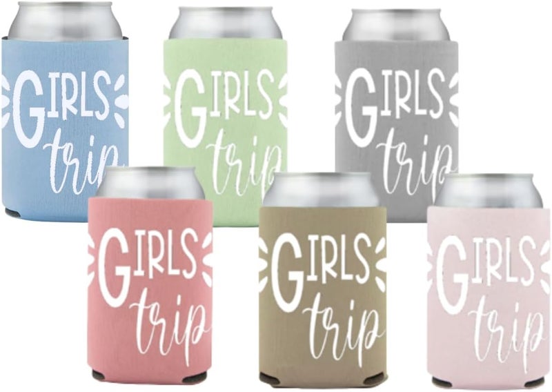 Awkward-AF Girls Trip Can Coolies (6 pack) Cozies Party Favor - Party Favor Gift for Girls Trip Weekend Getaway for Women Sister Auntie Friends BFF Besties Big Little Sister Her (Set of 6) - Image 1
