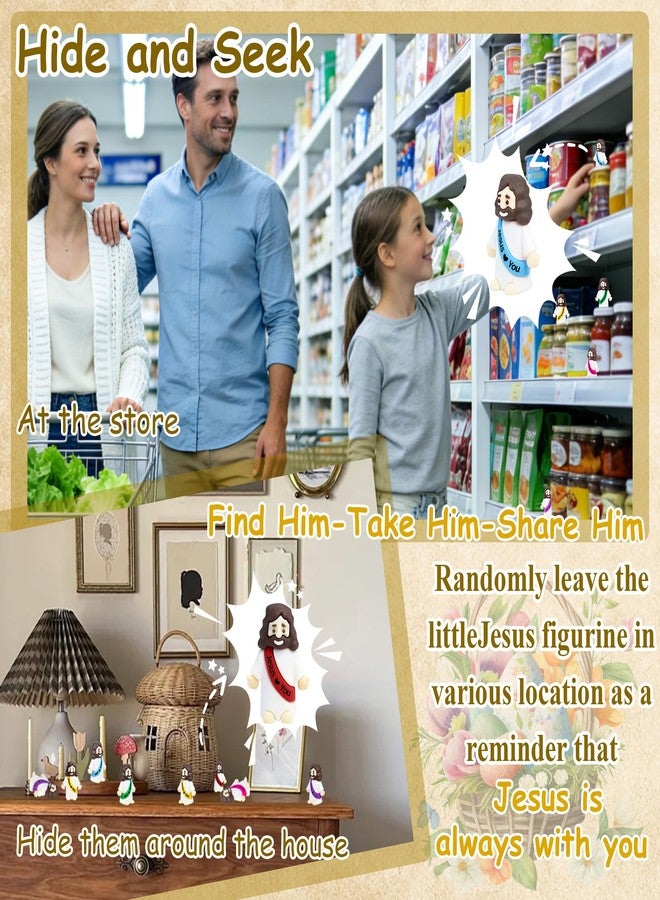 TFengfly 80 Pcs Mini Jesus Figurines in Bulk, Easter Little Jesus Figures With Bottle, Rubber Tiny Baby Jesus Loves You Figures Christ Toys for Hide and Seek Easter Egg Fillers Party Favors Gifts(Mix6 * 80) - Image 4
