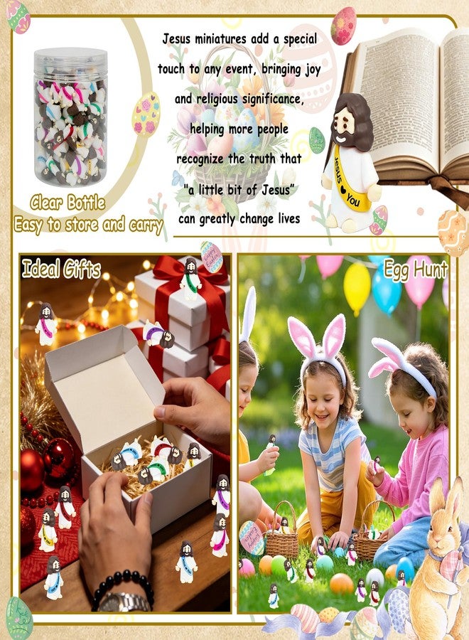 TFengfly 80 Pcs Mini Jesus Figurines in Bulk, Easter Little Jesus Figures With Bottle, Rubber Tiny Baby Jesus Loves You Figures Christ Toys for Hide and Seek Easter Egg Fillers Party Favors Gifts(Mix6 * 80) - Image 2