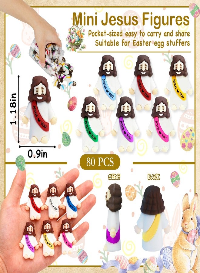 TFengfly 80 Pcs Mini Jesus Figurines in Bulk, Easter Little Jesus Figures With Bottle, Rubber Tiny Baby Jesus Loves You Figures Christ Toys for Hide and Seek Easter Egg Fillers Party Favors Gifts(Mix6 * 80) - Image 3