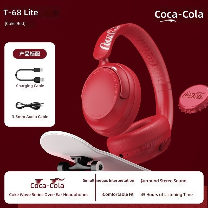 Coca-Cola T-68 Bluetooth Headset with ANC Active Noise Cancellation - Ideal Gift for Students - Image 1