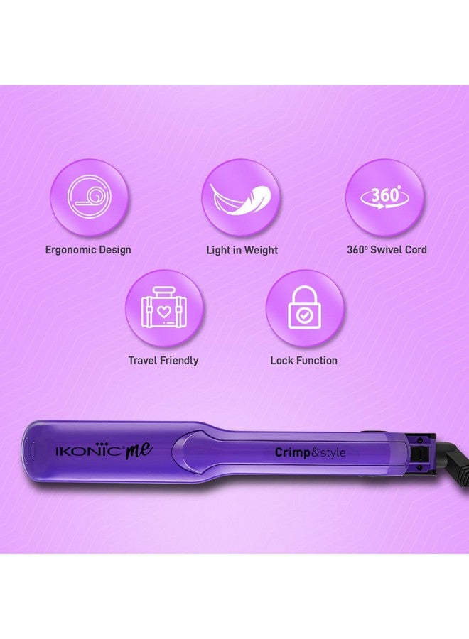 IKONIC مكواة الشعر إيكونيك كريمر وستايل، لوحة سيراميك عريضة ذات ملمس، تسخين فوري، إعدادات حرارة متعددة، أسود وبنفسجي - Image 5
