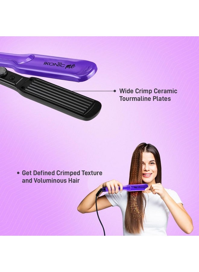 IKONIC مكواة الشعر إيكونيك كريمر وستايل، لوحة سيراميك عريضة ذات ملمس، تسخين فوري، إعدادات حرارة متعددة، أسود وبنفسجي - Image 3