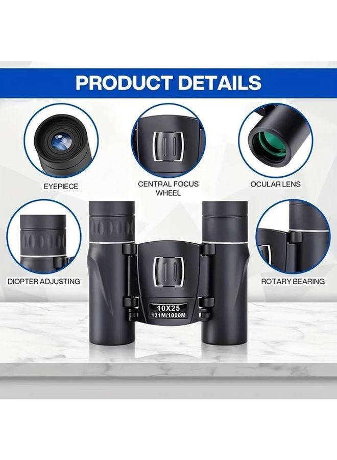 Black 10x25mm HD Binoculars for Outdoor Travel Camping Hiking Concerts Sports - Image 4