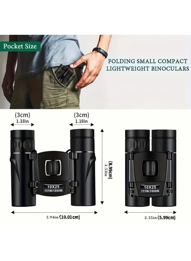 Black 10x25mm HD Binoculars for Outdoor Travel Camping Hiking Concerts Sports - Image 3
