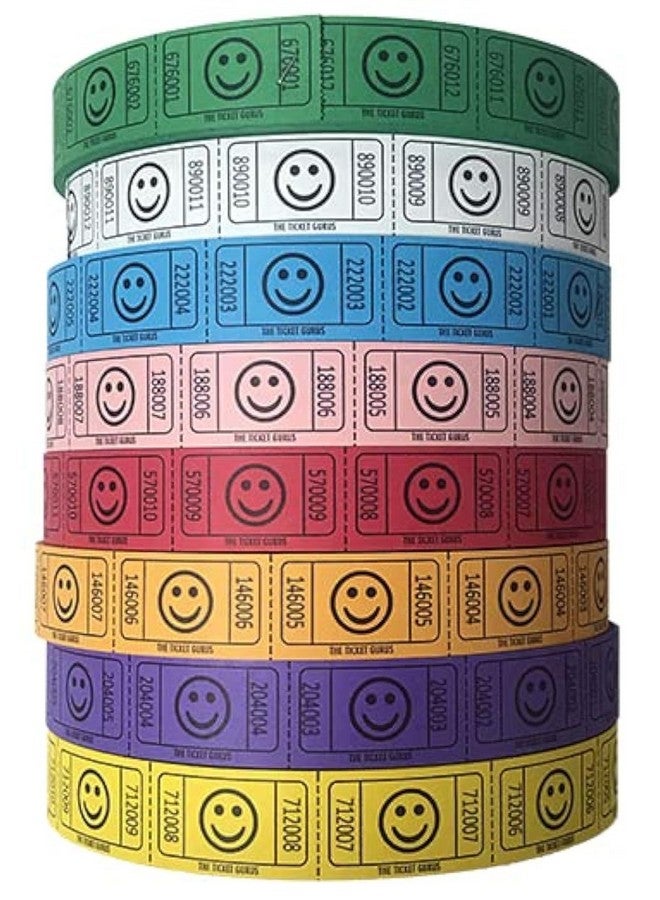 The Ticket Gurus-(4) Single Smile Rolls- 2000 Tickets Per Roll (Assorted 4 Colors)