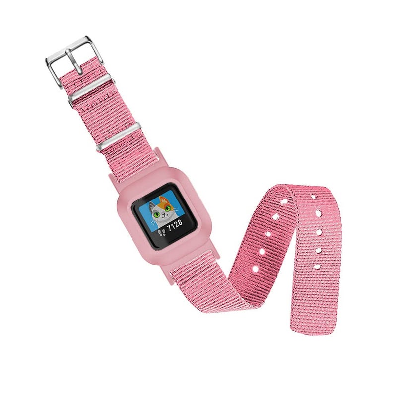 سي2دي جوي C2D Joy One Sheet Nylon Strap متوافق مع Garmin Vivofit Jr 3 Fitness Tracker Bands بديل مع Case for Kids Nylon Classic Wristband - Pink - Image 1