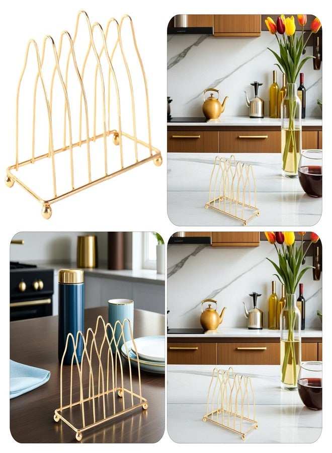 Alipis Dish Drying Rack Metal Plate Stands, Upright Plate Storage Drainboard Pot Lid Holder Counter Gold Plate Holder Organizer - Image 3