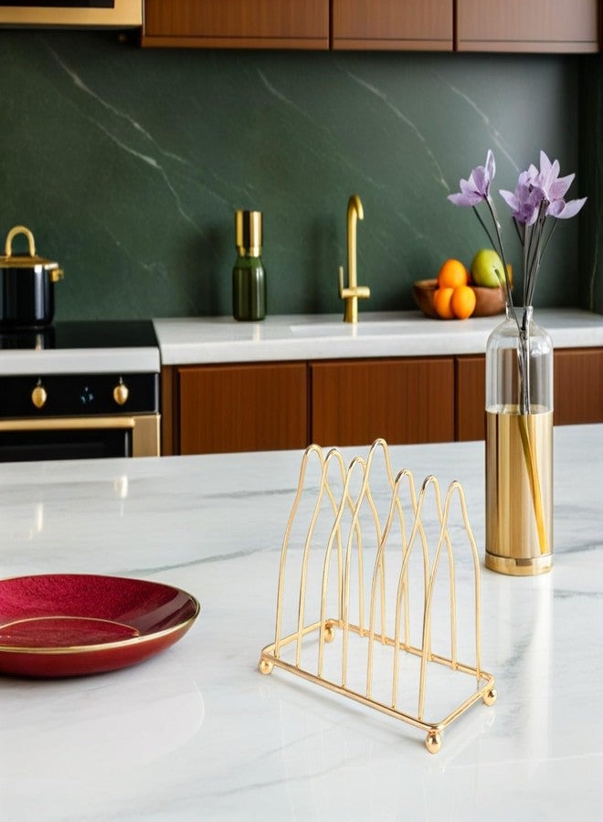 Alipis Dish Drying Rack Metal Plate Stands, Upright Plate Storage Drainboard Pot Lid Holder Counter Gold Plate Holder Organizer - Image 4