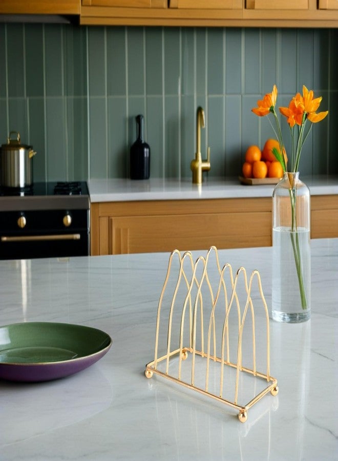 Alipis Dish Drying Rack Metal Plate Stands, Upright Plate Storage Drainboard Pot Lid Holder Counter Gold Plate Holder Organizer - Image 5