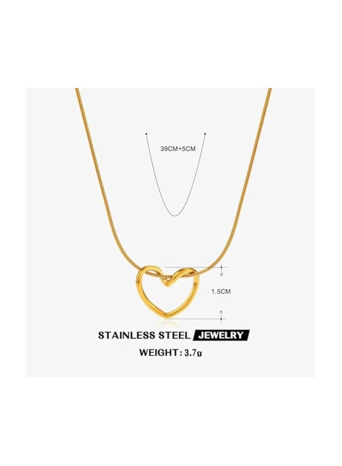 Fayrouz Jewellery Women Hollow Heart Stainless Steel Clavicle Bone Pendant Necklace Light Luxury Simple Fashion Accessories - Image 2