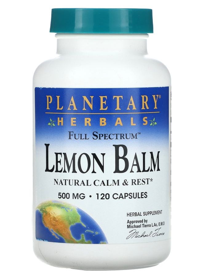 PLANETARY HERBALS Full Spectrum™ Lemon Balm 1000 mg 120 Capsules (500 mg per Capsule) 