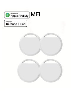 4 Pack Smart Tag Bluetooth Trackers Work with Apple Find My (iOS Only), Lightweight Tag Prevent Loss of Luggage Wallets Keys Bags,Replaceable Battery,IP67 Waterproof(white)
