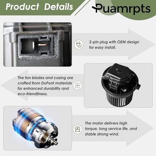 PUAMRPTS AC Heater Blower Motor Assembly Compatible with Nissan Vehicles - Sentra 2013-2017, Tsuru 2013-2017, 1.6L, 1.8L, Sedan - Replace# 700295, 272263SG0A - Image 4