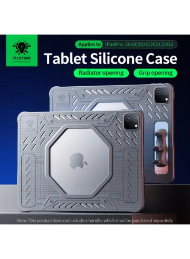 Plextone CoverPad Plextone GP60 for iPad Pro 11 inch 2018 / 2020 / 2021 / 2022 / 2024 Silicone Case with Surround Protection, Back Fan Cutout and Grip Hole, Black - Image 3