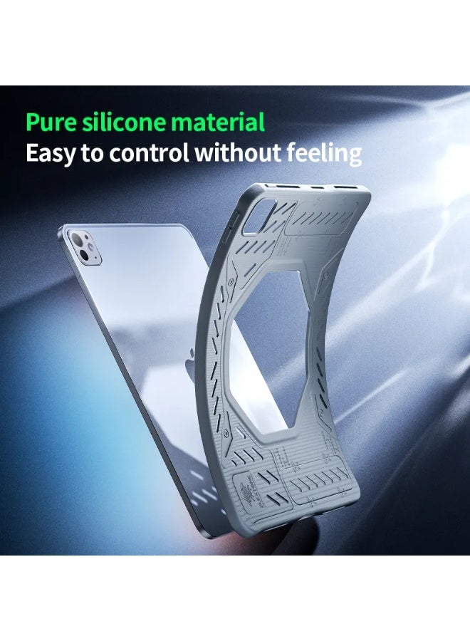 Plextone CoverPad Plextone GP60 for iPad Pro 11 inch 2018 / 2020 / 2021 / 2022 / 2024 Silicone Case with Surround Protection, Back Fan Cutout and Grip Hole, Black - Image 2