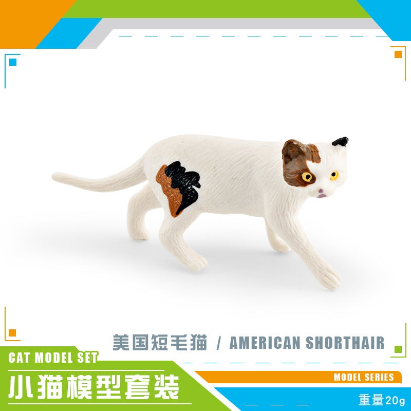 Tri-Color Cat Model Figure, Short Hair Persian, Static Toy PL127-1813 American Shorthair Cat 20g 